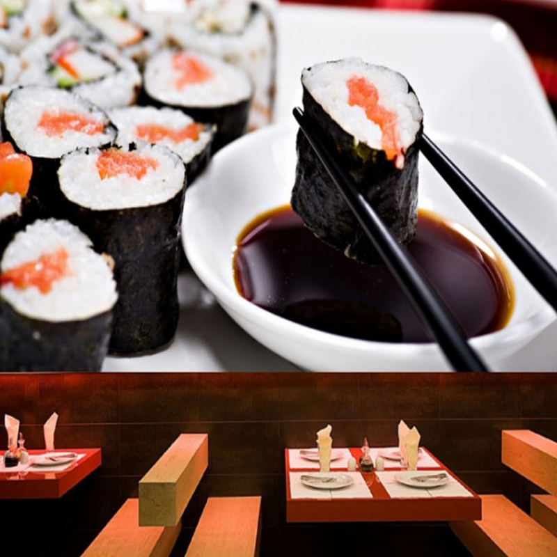 Ταπετσαρία για εστιατόριο με sushi rolls